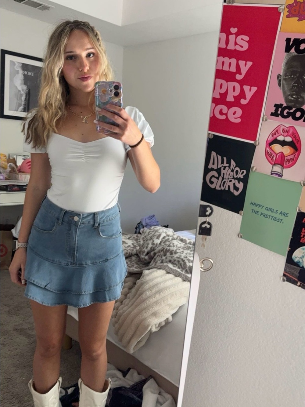 super cute denim tiered skirt